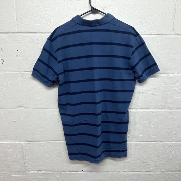 Ralph Lauren Polo Shirt M Navy Blue Stripe Cotton Classic Preppy Logo Casual Men - Picture 6 of 6